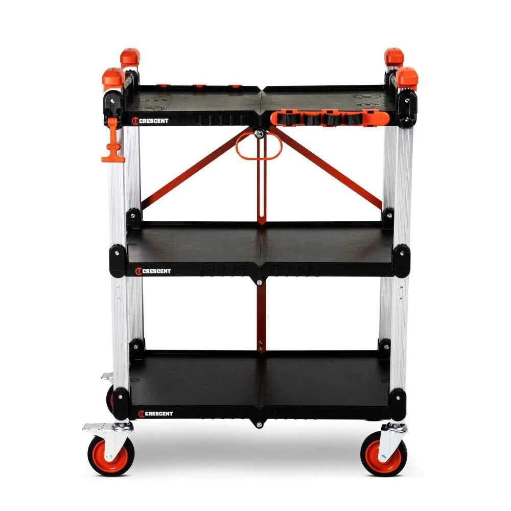 Crescent SITERUNNER 3 Shelf Folding Jobsite Cart F3SCBL