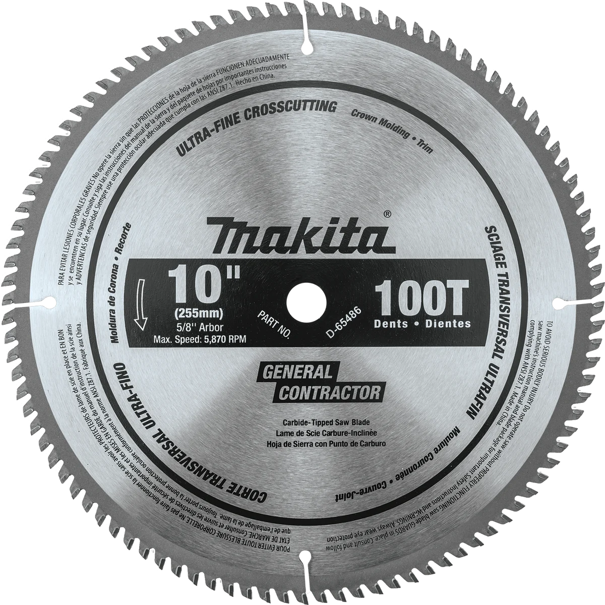 10" 100T Polished Miter Saw Blade, Ultra‑Fine Crosscutting