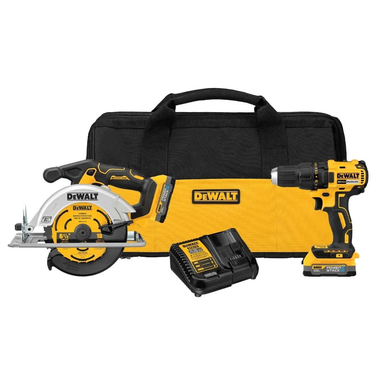 DEWALT 20V MAX* Brushless Circular Saw and Drill POWERSTACK 1.7Ah Combo Kit