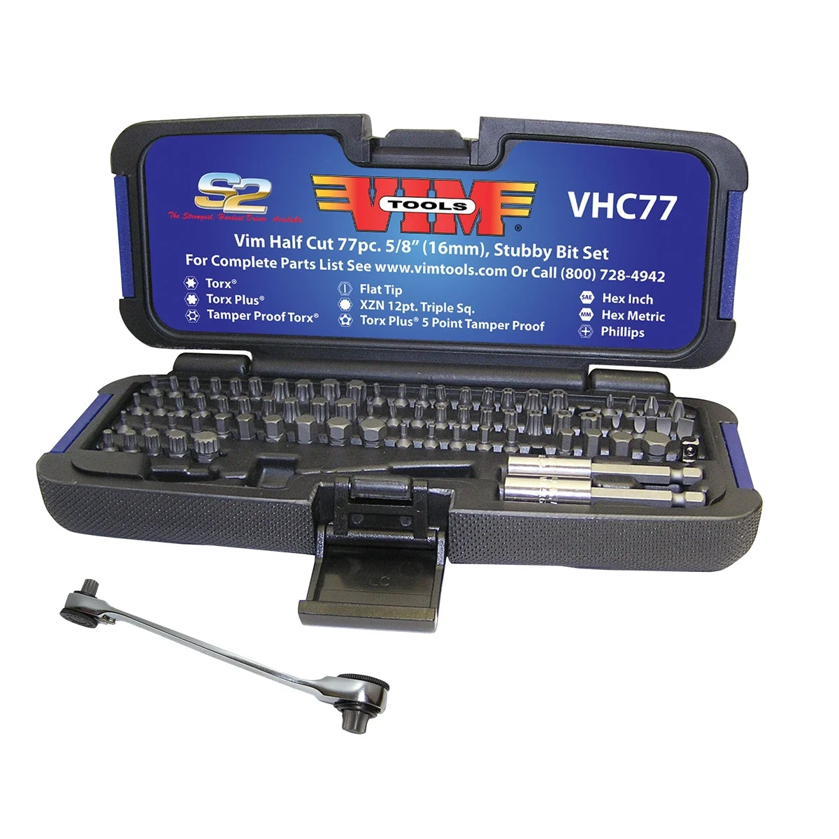 Durston Manufacturing Co VHC77 Half Cut Stubby Bit Set - 77 Piece