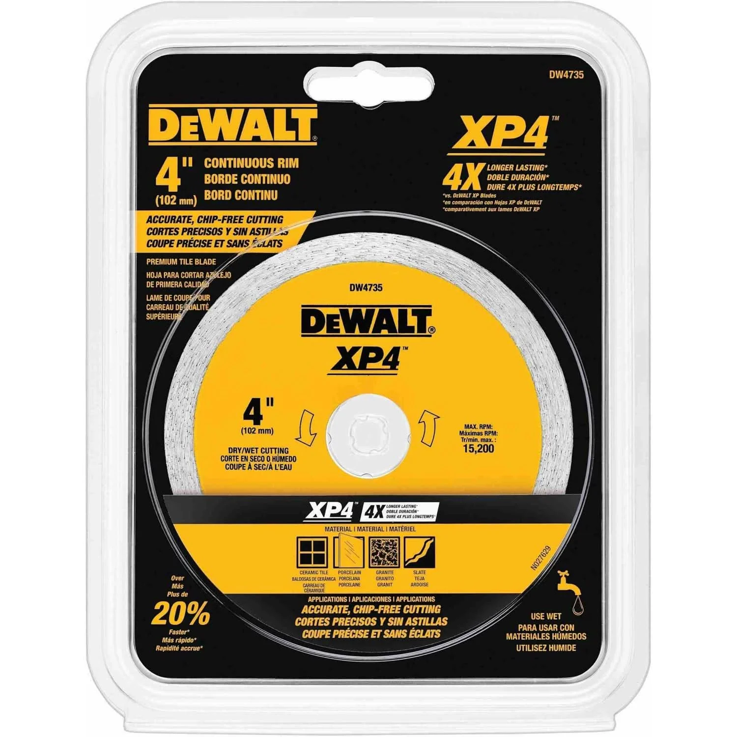 DeWalt DW4735 4 in. x .060 in. Porclean Tile Blade Wet/Dry