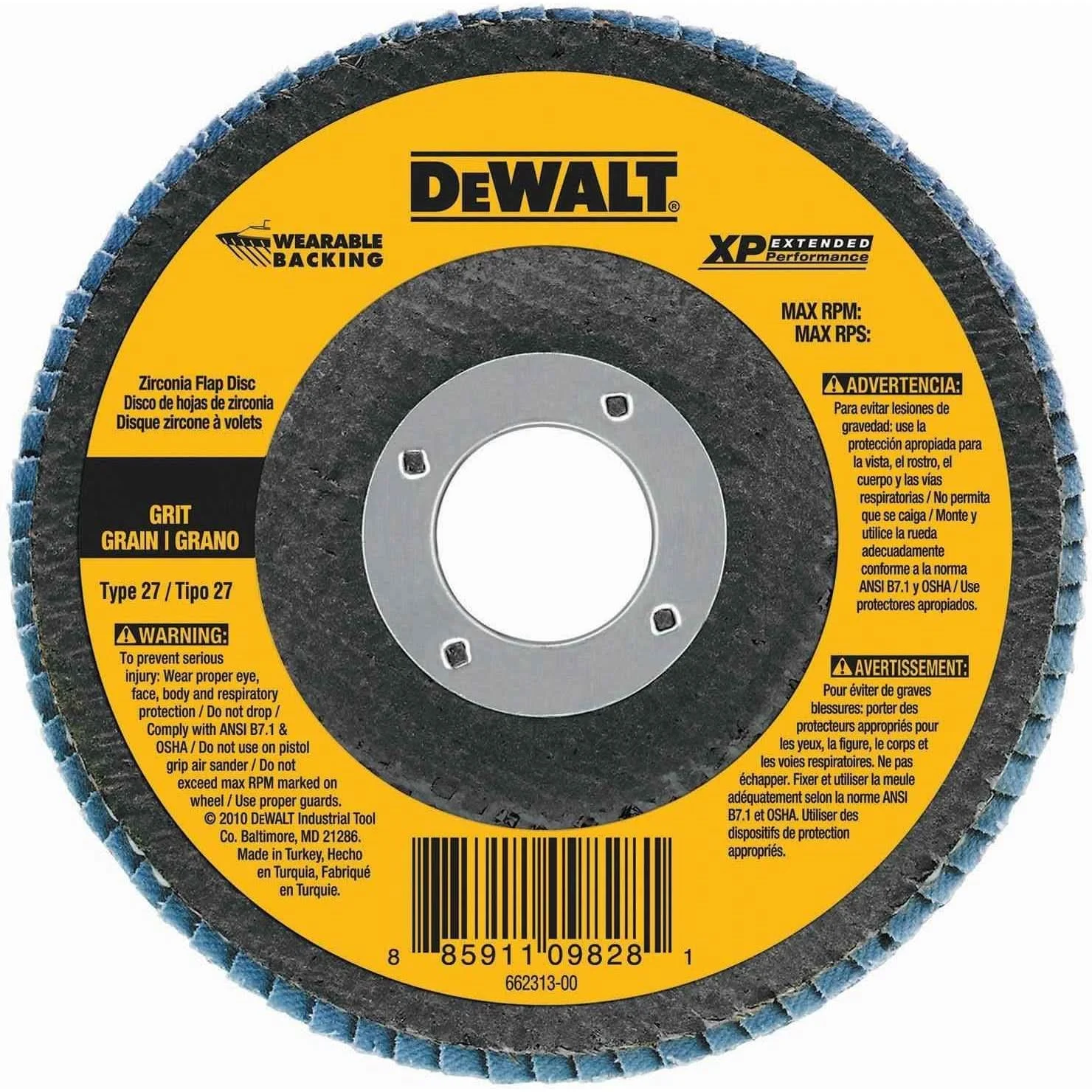 DeWalt DW8212 4-1/2" x 7/8" Z80 T27 WB Flap Disc