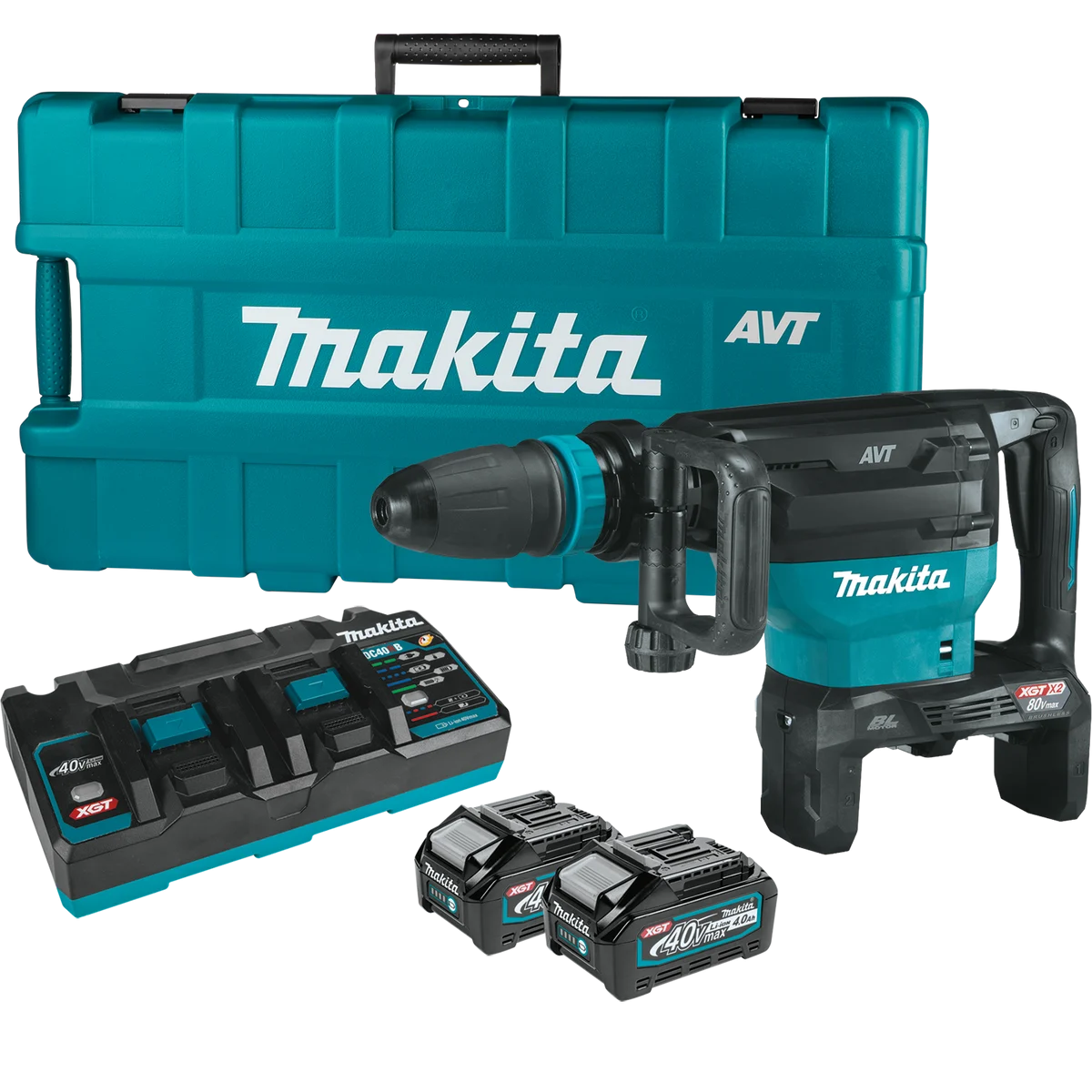 80V max (40V max X2) XGT® Brushless 28 lb. SDS‑MAX AVT® Demolition Hammer Kit