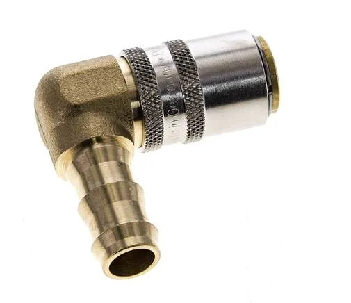 Brass DN 9 Mold Coupling Socket 12.7 mm Hose Pillar 90-deg