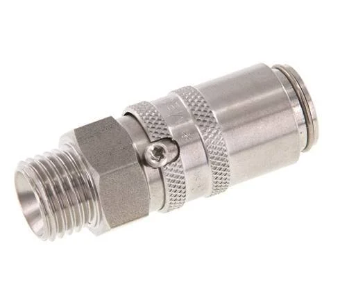 Stainless Steel DN 6 Mold Coupling Socket M14x1.5 Male Threads Double Shut-Off