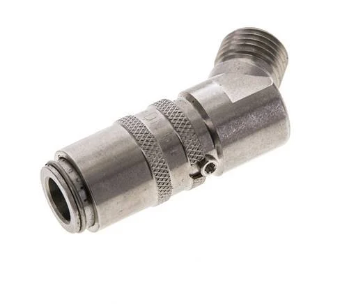 Stainless Steel DN 6 Mold Coupling Socket M14x1.5 Male Threads 45-deg