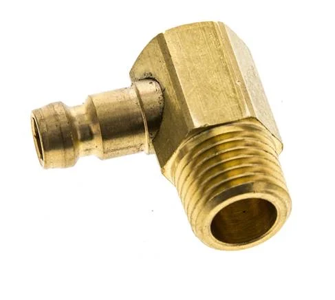 Brass DN 6 Mold Coupling Plug M14x1.5 Male Threads (Conical) 90-deg