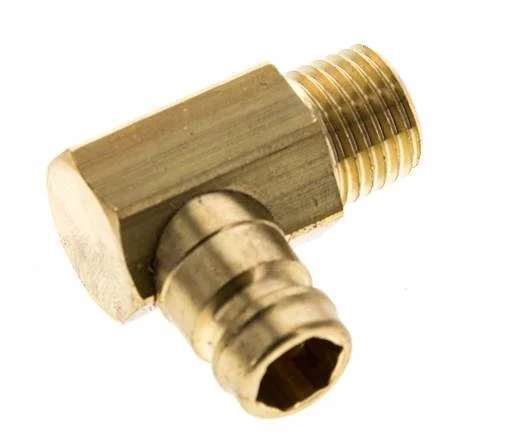 Brass DN 9 Mold Coupling Plug M14x1.5 Male Threads (Conical) 90-deg