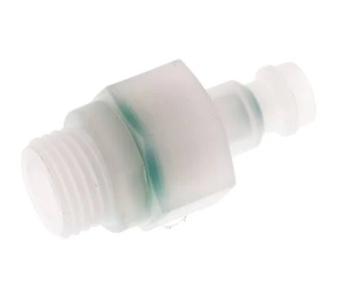 PVDF DN 5 Coupling Plug G 1/4 inch Male Threads Double Shut-Off