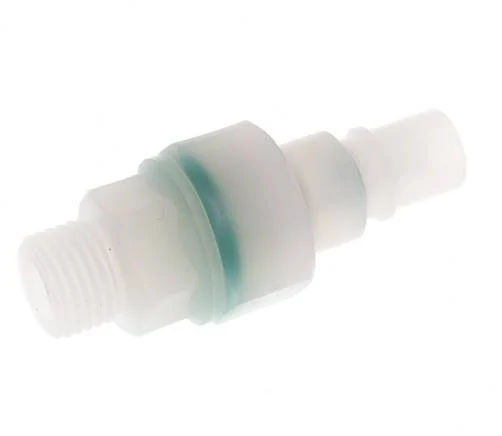 PVDF DN 7.2 Coupling Plug G 1/4 inch Male Threads Double Shut-Off
