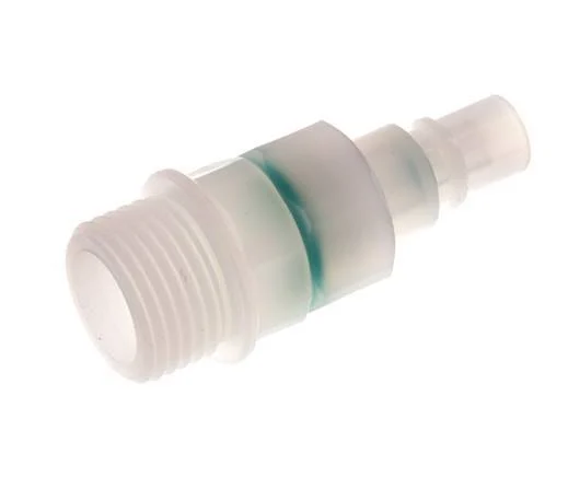 PVDF DN 7.2 Coupling Plug G 1/2 inch Male Threads Double Shut-Off
