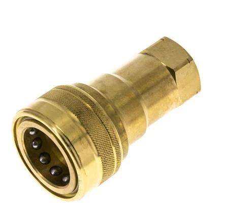 Brass DN 20 Hydraulic Coupling Socket 3/4 inch Female NPT Threads ISO 7241-1 B D 31.4mm