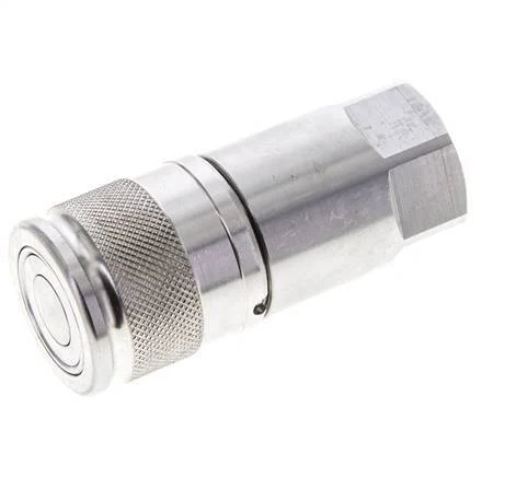 Stainless Steel DN 10 Flat Face Hydraulic Socket G 3/8 inch Female Threads ISO 16028 D 19.7mm