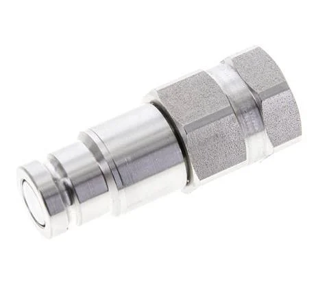 Stainless Steel DN 10 Flat Face Hydraulic Plug G 1/2 inch Female Threads ISO 16028 D 19.7mm