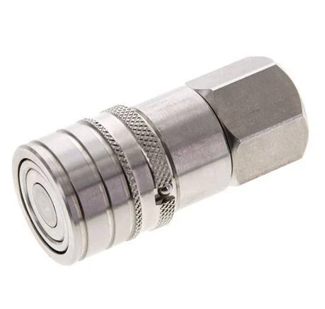 Stainless Steel DN 6 Flat Face Hydraulic Socket G 1/4 inch Female Threads ISO 16028 CEJN D 16.2mm