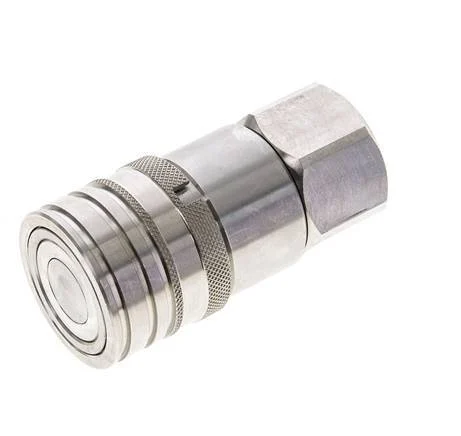 Stainless Steel DN 12 Flat Face Hydraulic Socket G 3/4 inch Female Threads ISO 16028 CEJN D 24.5mm