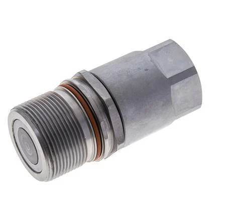 Steel DN 15 Flat Face Hydraulic Socket G 1 inch Female Threads ISO 16028 D M43 x 2