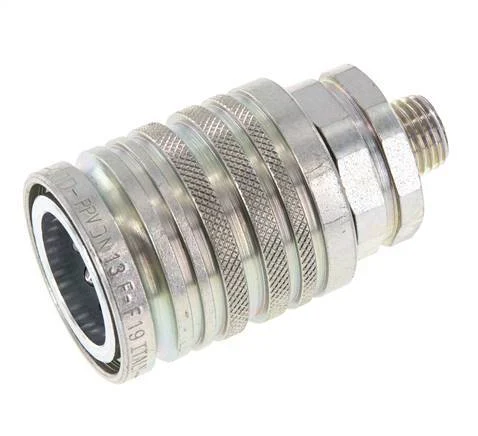 Steel DN 12.5 Hydraulic Coupling Socket 8 mm L Compression Ring ISO 7241-1 A/8434-1 D 20.5mm