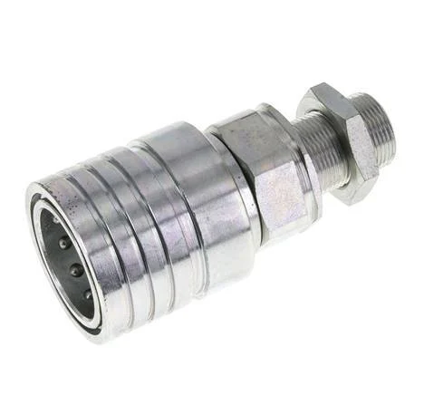 Steel DN 25 Hydraulic Coupling Socket 18 mm L Compression Ring Bulkhead ISO 7241-1 A/8434-1 D 34.3mm