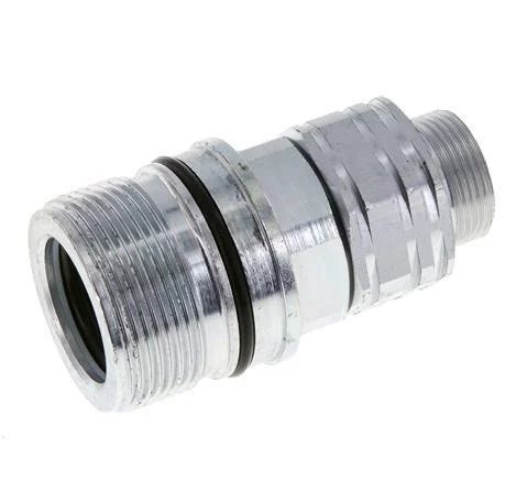 Steel DN 20 Hydraulic Coupling Socket 18 mm L Compression Ring ISO 14541/8434-1 D M42 x 2