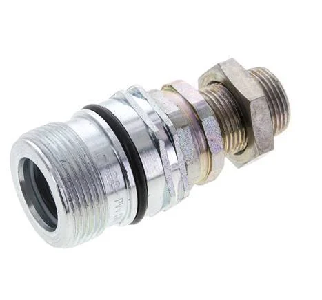 Steel DN 12.5 Hydraulic Coupling Socket 15 mm L Compression Ring Bulkhead ISO 14541/8434-1 D M36 x 2