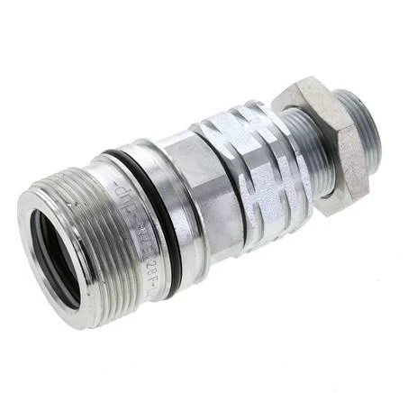 Steel DN 20 Hydraulic Coupling Socket 18 mm L Compression Ring Bulkhead ISO 14541/8434-1 D M42 x 2