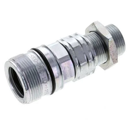 Steel DN 20 Hydraulic Coupling Socket 22 mm L Compression Ring Bulkhead ISO 14541/8434-1 D M42 x 2