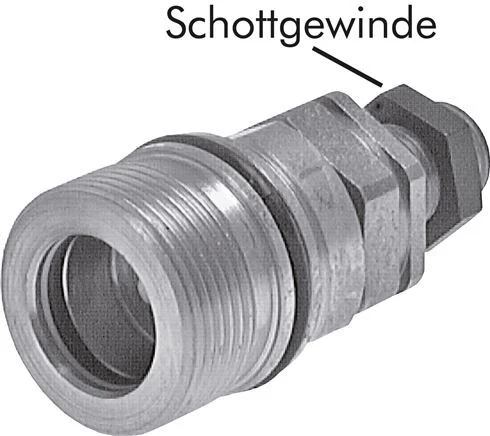 Steel DN 25 Hydraulic Coupling Socket 28 mm L Compression Ring Bulkhead ISO 8434-1 D M48 x 3