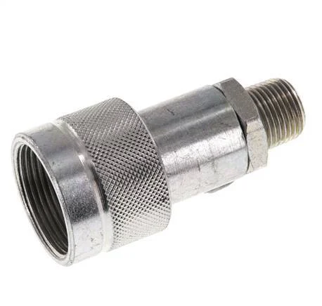 Steel DN 10 Hydraulic Coupling Socket 3/8 inch Male NPT Threads ISO 14540 D 19 mm