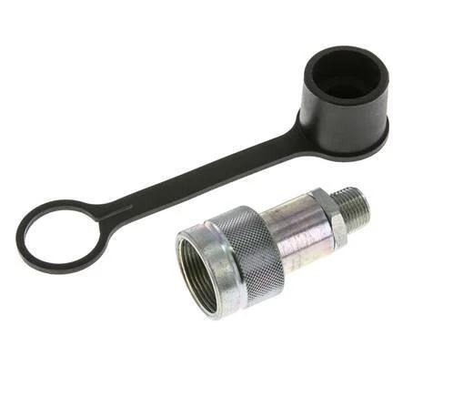 Steel Hydraulic Coupling Socket 3/8 inch Male NPT Threads Dust Cap