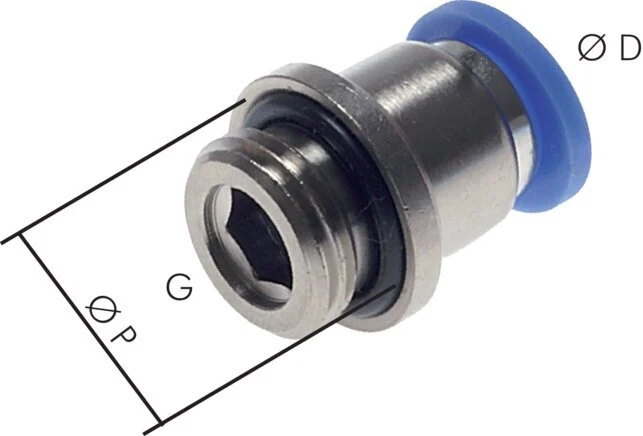 3mm x M 3 Push-in Fitting with Male Threads Brass/PA 66 NBR Inner Hexagon [2 Pieces]
