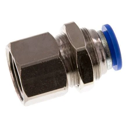 12mm x G1/2'' Push-in Fitting with Female Threads Brass/PA 66 NBR Bulkhead