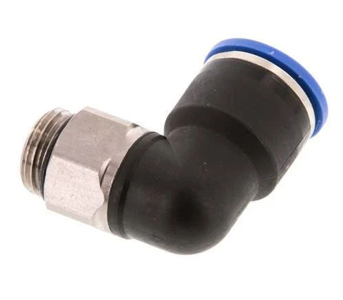 14mm x G3/8'' 90deg Elbow Push-in Fitting with Male Threads Brass/PA 66 NBR Short Sleeve Rotatable