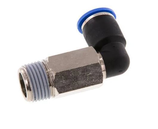 12mm x R1/2'' 90deg Elbow Push-in Fitting with Male Threads Brass/PA 66 NBR Long Sleeve Rotatable