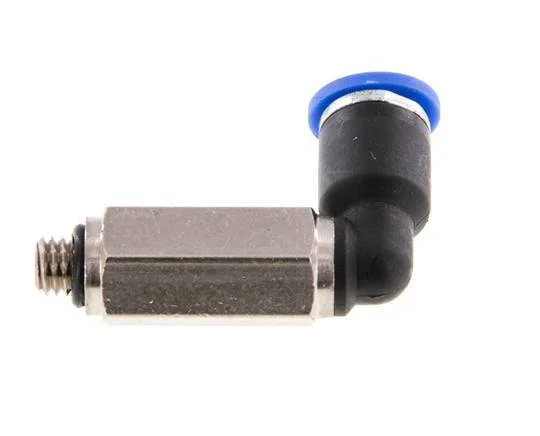 3mm x M 5 90deg Elbow Push-in Fitting with Male Threads Brass/PA 66 NBR Long Sleeve Rotatable [2 Pieces]
