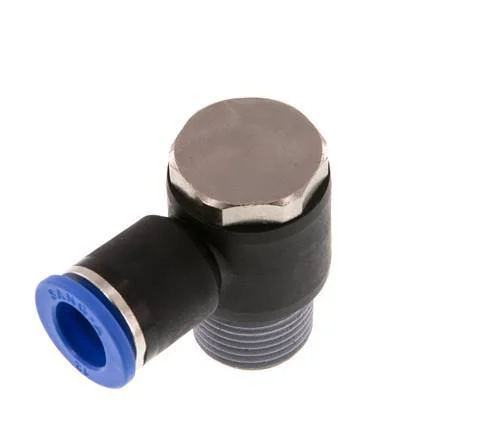 12mm x R1/2'' 90deg Elbow L-shape Push-in Fitting with Male Threads Brass/PA 66 NBR Rotatable