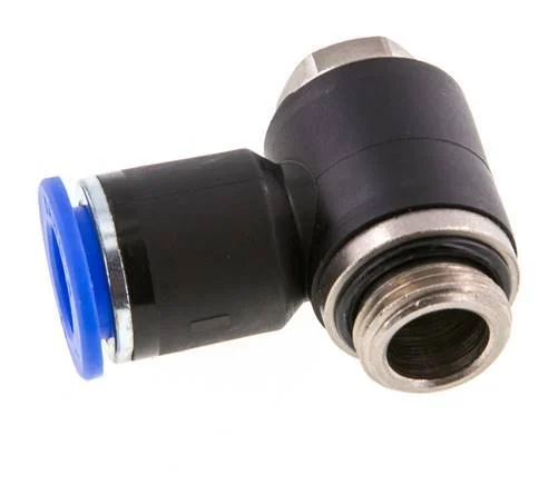 12mm x G3/8'' 90deg Elbow L-shape Push-in Fitting with Male Threads Brass/PA 66 NBR Rotatable