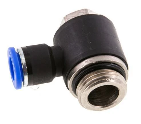 10mm x G1/2'' 90deg Elbow L-shape Push-in Fitting with Male Threads Brass/PA 66 NBR Rotatable