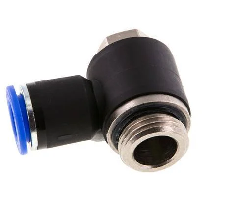 12mm x G1/2'' 90deg Elbow L-shape Push-in Fitting with Male Threads Brass/PA 66 NBR Rotatable