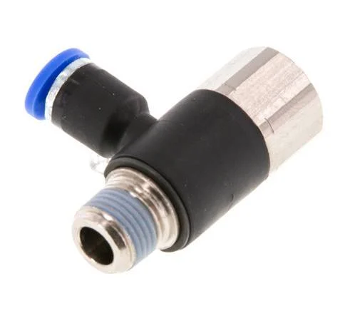 4mm x R1/8'' Elbow Push-in Fitting with Male-Female Threads Brass/PA 66 NBR Rotatable [2 Pieces]