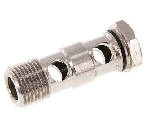2-way nickel-plated Brass Banjo Bolt with G1/2'' Male Threads NBR
