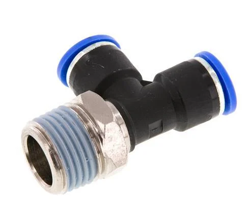 10mm x R1/2'' Right Angle Tee Push-in Fitting with Male Threads Brass/PA 66 NBR Rotatable