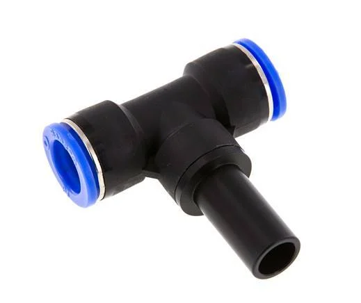 16mm x 16mm Tee Push-in Fitting with Plug-in PBT NBR