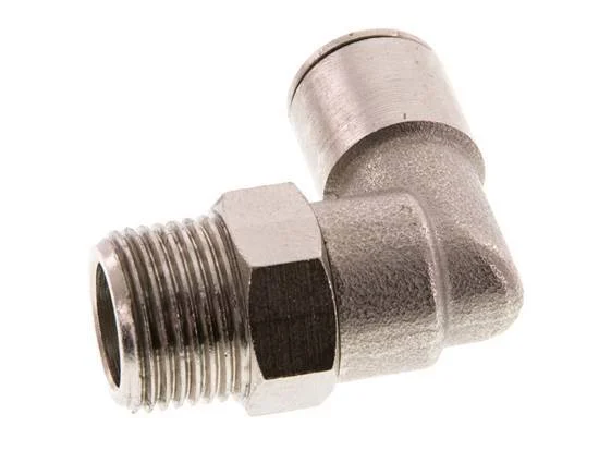 10mm x R3/8'' 90deg Elbow Push-in Fitting with Male Threads Brass FKM Rotatable