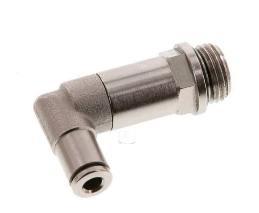 4mm x G1/4'' 90deg Elbow Push-in Fitting with Male Threads Brass NBR Long Sleeve Rotatable