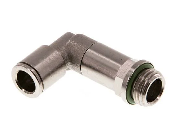 8mm x G1/4'' 90deg Elbow Push-in Fitting with Male Threads Brass FKM Long Sleeve