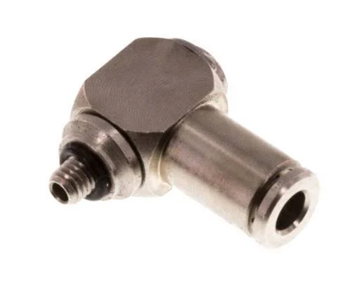 3mm x M 3 90deg Elbow L-shape Push-in Fitting with Male Threads Brass NBR Rotatable