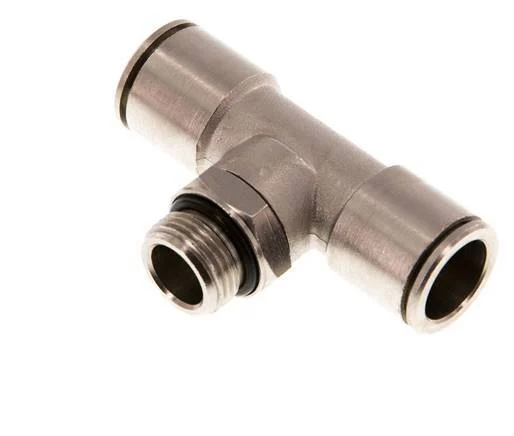 14mm x G3/8'' Inline Tee Push-in Fitting with Male Threads Brass NBR Rotatable