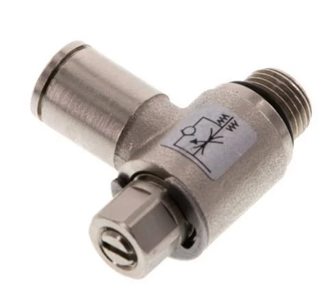 Flow Control Valve Meter-Out Elbow 6 mm - G1/8'' Brass Slotted Screw