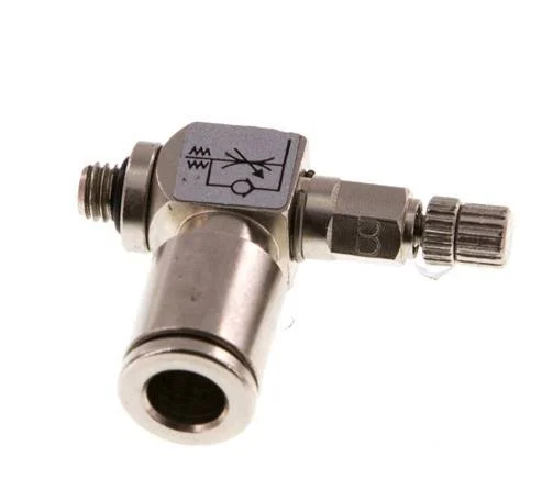 Flow Control Valve Meter-Out Elbow 6 mm - M5 Brass Knurled Screw